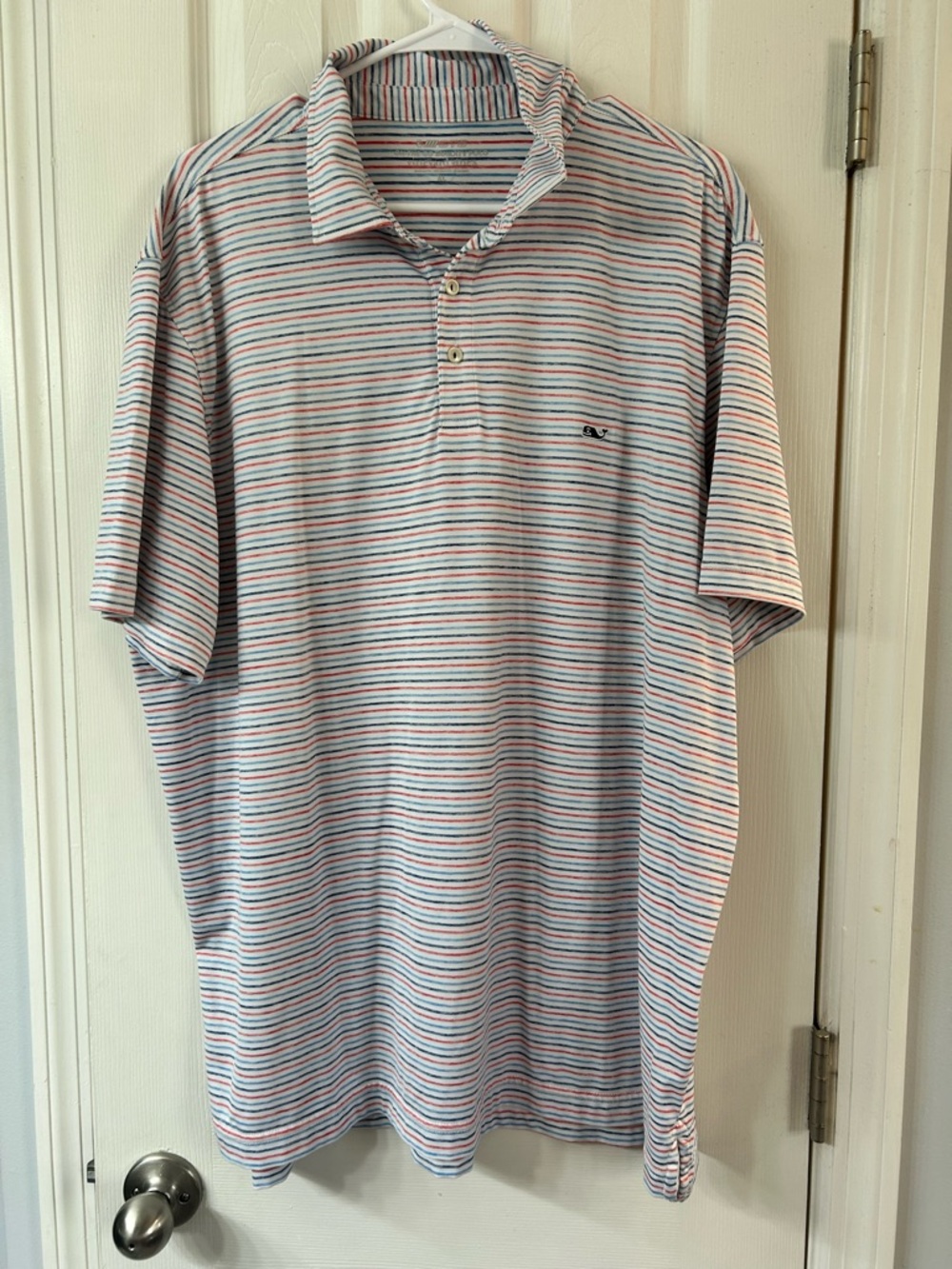 Vineyard Vines red, white and blue Micro-Striped Polo